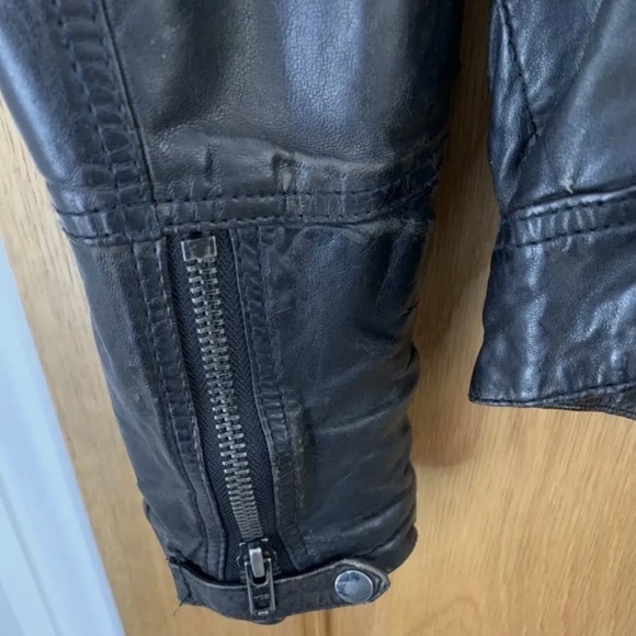 AllSaints Leather ‘Caldwell’ Biker Jacket Size UK Small Black Autumn Winter - Picture 10 of 12